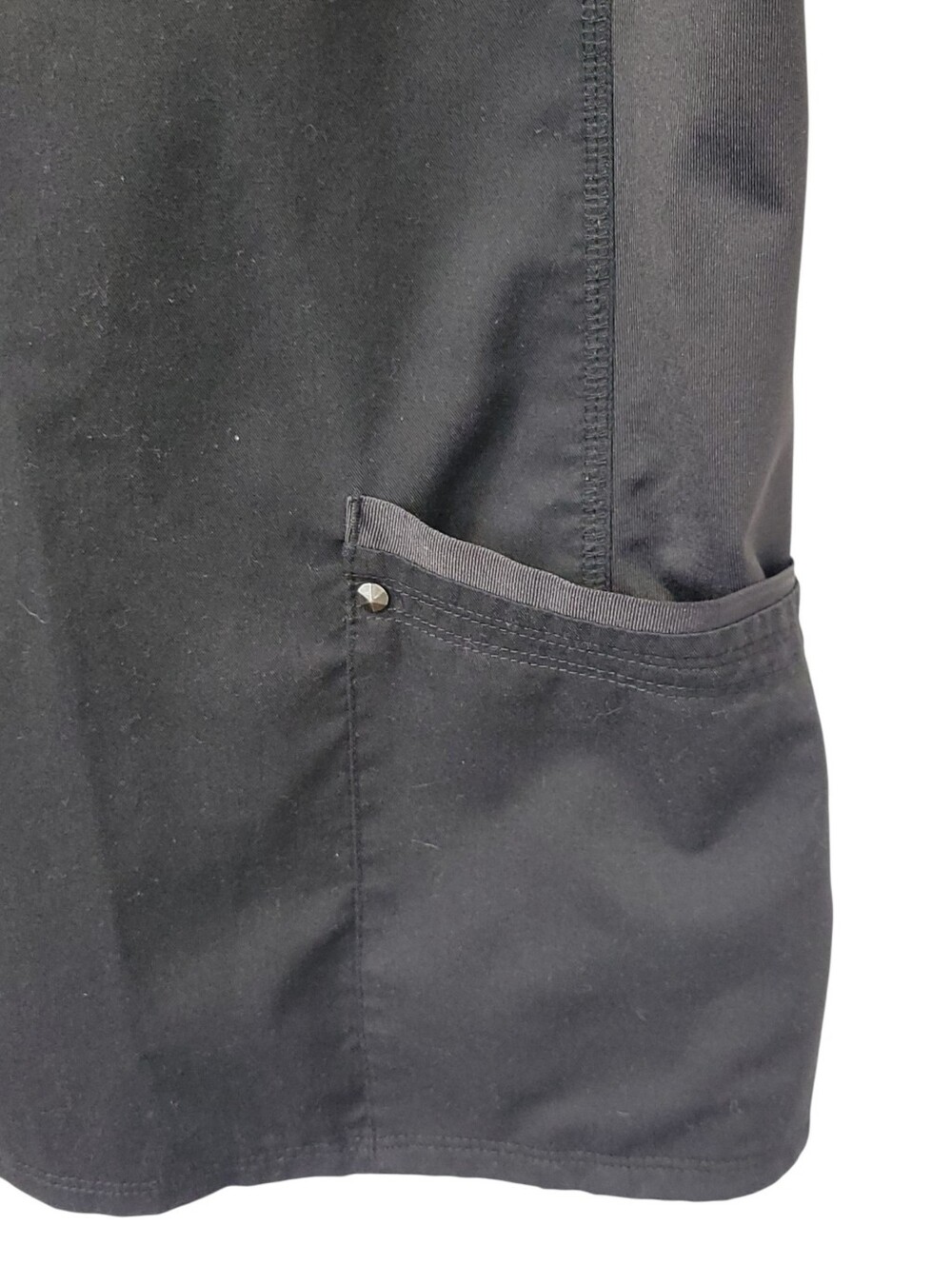 Purple Label Yoga Black Scrub Top Large Stretch V Neck 2 Pocket Medical Uniform - Picture 6 of 11